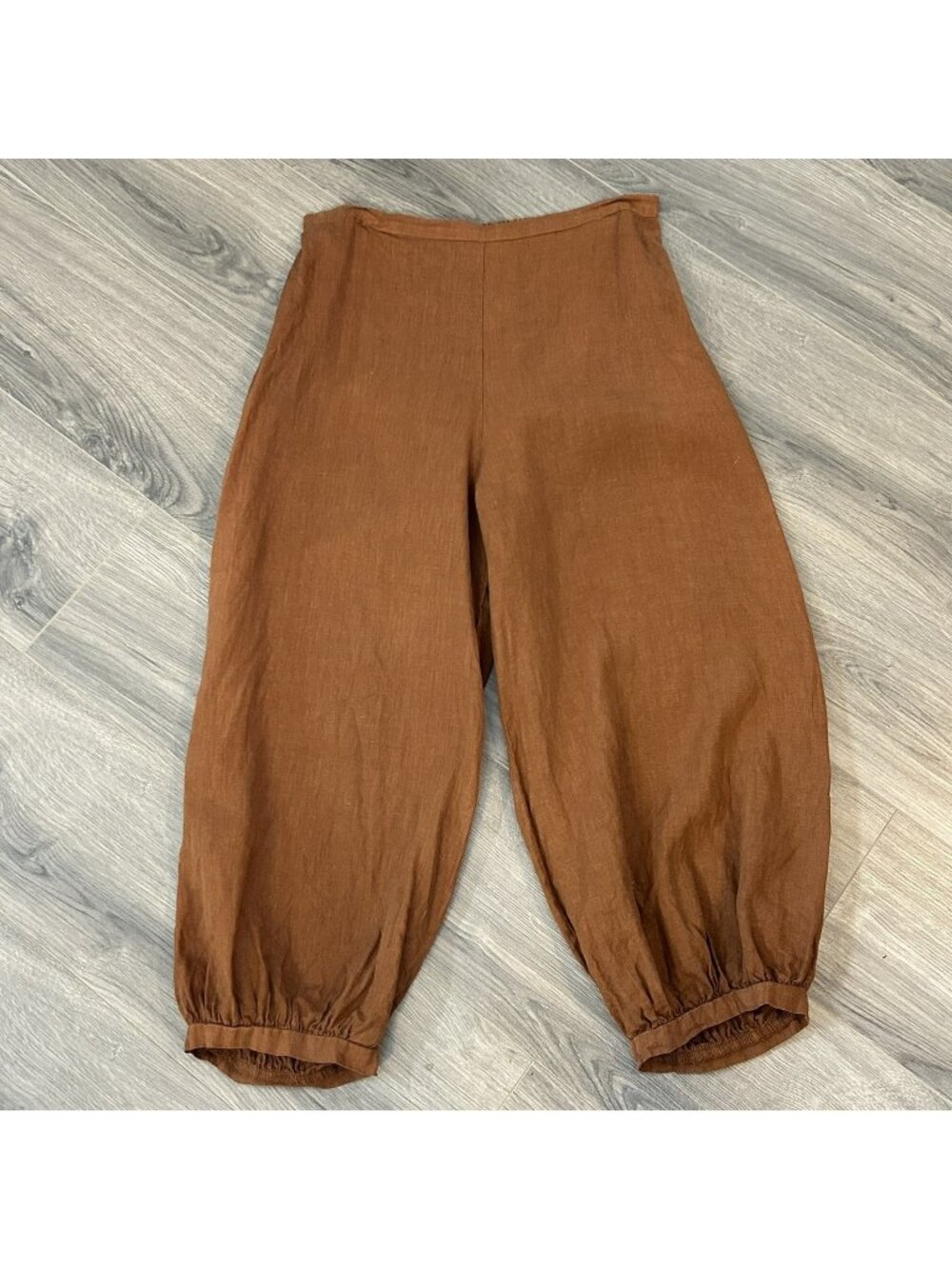 Bryn Walker Casbah Pants Womens L Brown Linen Jogger Harem Crop Baggy Lagenlook